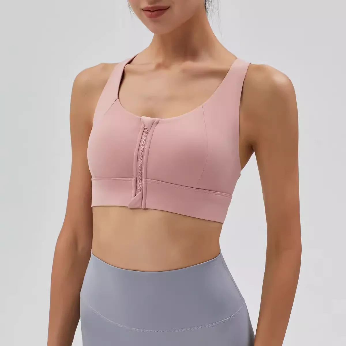 Front Zipper Shock-proof High Impact Quick Dry running Fitness Yoga Sports Bra Top