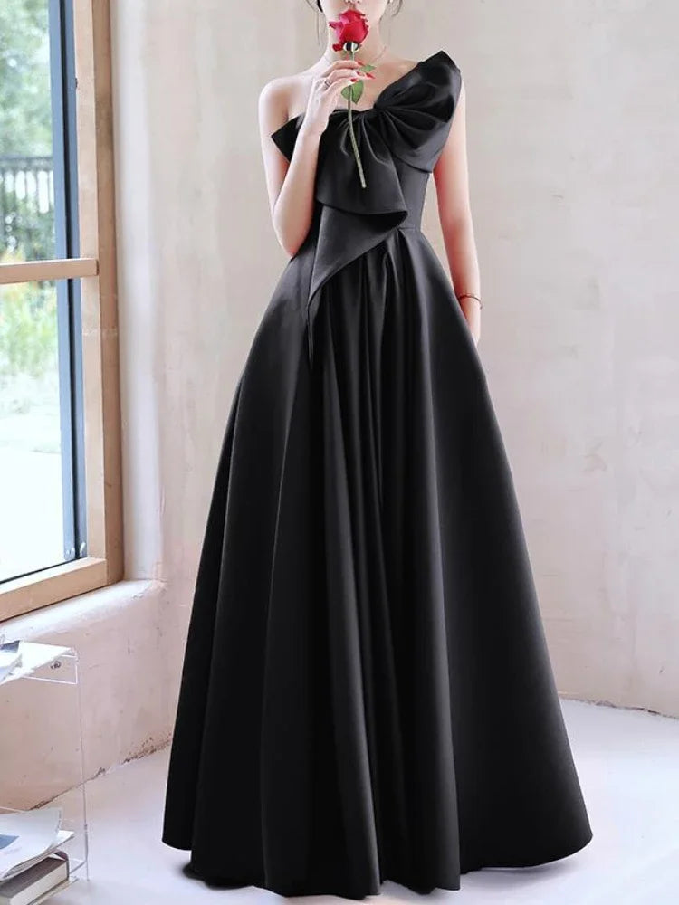 Elegant Prom One-shoulder Strapless Cross Lace Up Trendy Party Dresses