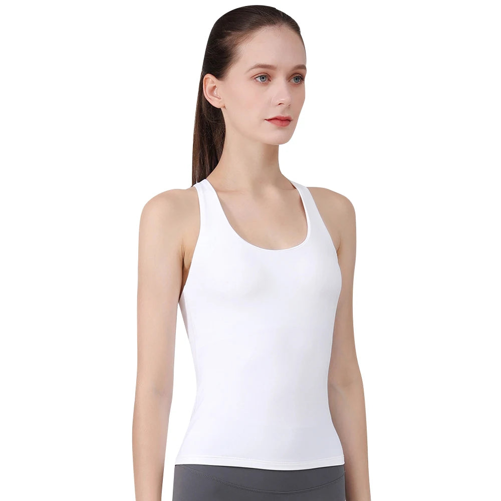 Fitness Women Nylon Cozy Stretched Sport Running Yoga Vest Top