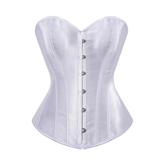 Black White Plus Size Overbust Body Satin Waist Corset Top