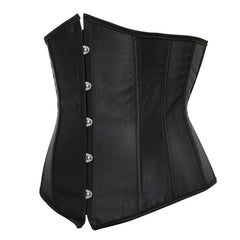 Black Women Satin Underbust Waist Slimming Body Shaper Corset Top